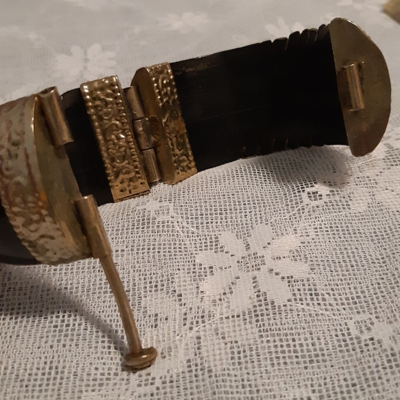 Vintage Chunky Bracelet,  Silver, Bronz, And Copper, 2 3/8" Wide With Safet Pin - Picture 7 of 16